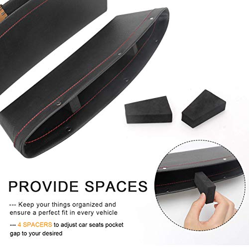 Coolrunner 2 Set Car Seat Gap Organizer, Car Seat Gap Filler, PU Full Leather Car Seat Crevice Storage Box Universal Fit in Between Car Seat Catcher for Phone Keys Cards Pens Coins(Black) - Image 4