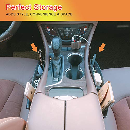 Coolrunner 2 Set Car Seat Gap Organizer, Car Seat Gap Filler, PU Full Leather Car Seat Crevice Storage Box Universal Fit in Between Car Seat Catcher for Phone Keys Cards Pens Coins(Black) - Image 5