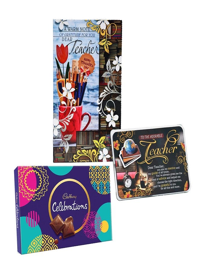 Natali Traders Gift for Teachers - Greeting Card, Quotation Glass Showpiece, Chocolate Pack - Teachers Day - Farewell - Birthday Gift for Sir, Madam, Mentors - Image 1