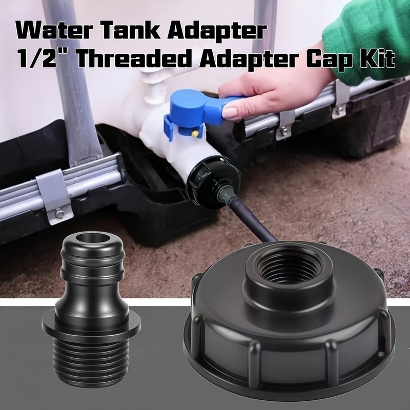 2pcs IBC Tank Fast Connect Adapters 1/2 Threaded Cap Kit for Garden Irrigation Rainwater Collection - Image 1