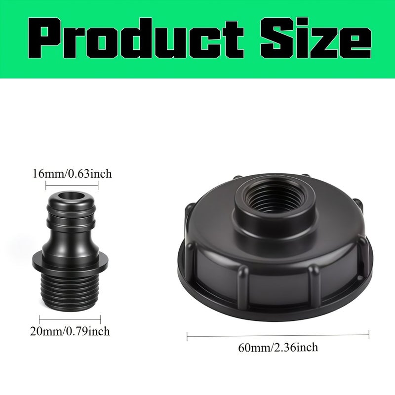 2pcs IBC Tank Fast Connect Adapters 1/2 Threaded Cap Kit for Garden Irrigation Rainwater Collection - Image 2
