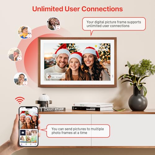 WONNIE Uhale 21.5" Large Digital Picture Frame WiFi Wood with Remote Control, 1920 x 1080 FHD IPS No Touch Screen Electronic Photo Frames Wall Mount with 64GB, Support SD USB, Share Photos Videos Instantly - Image 5