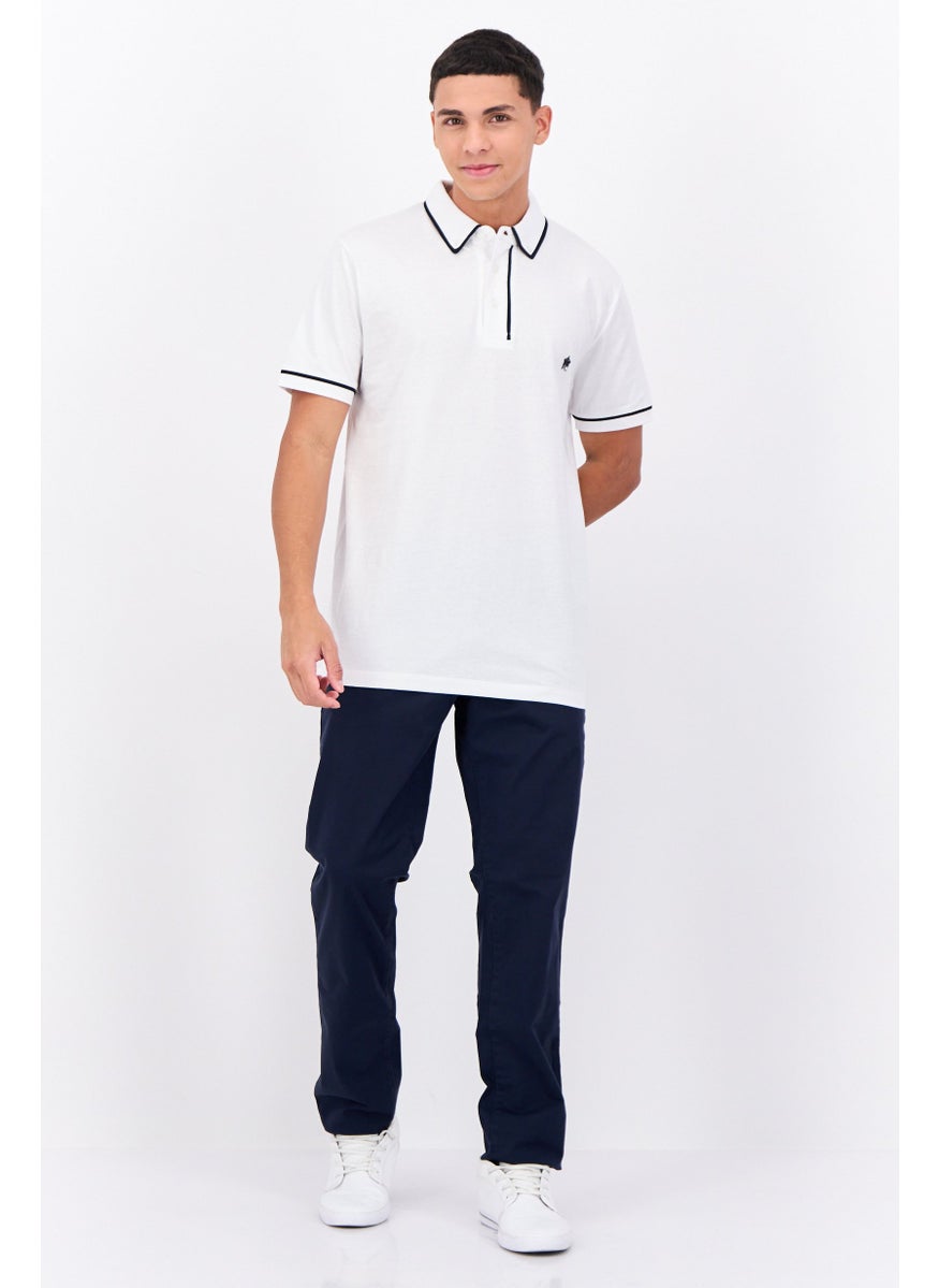 French Connection Men Regular Fit Short Sleeve Brand Logo Polo Shirts, White  - Image 4