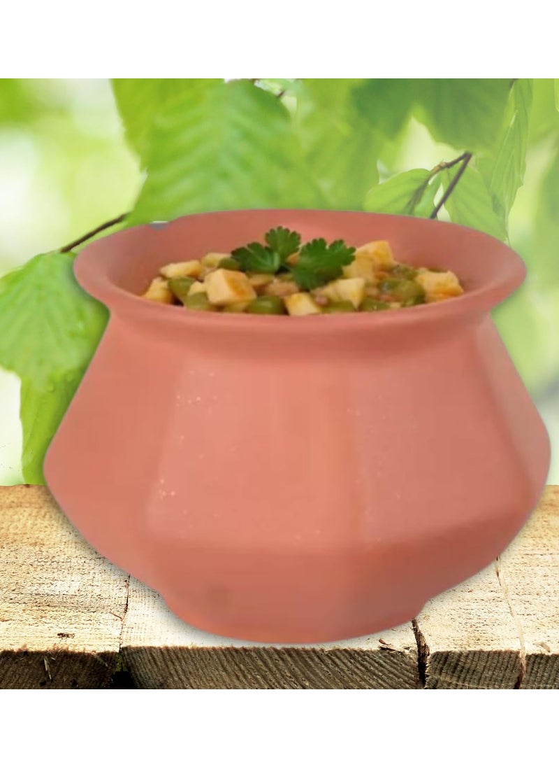 Terra Charms Terra Charms Clay Pot for Making Cooking Serving Matar Paneer Handi Clay Handi for Kitchen Safe Lightweight Durable Clay Dahi Handi Brown Colour 1800ml Pack of 1  - Image 1