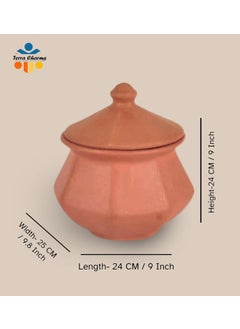 Terra Charms Terra Charms Clay Pot for Making Cooking Serving Matar Paneer Handi Clay Handi for Kitchen Safe Lightweight Durable Clay Dahi Handi Brown Colour 1800ml Pack of 1  - Image 3