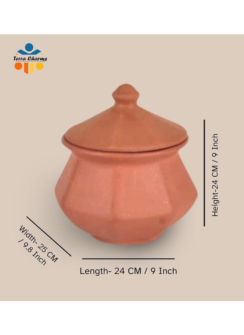 Terra Charms Terra Charms Clay Pot for Making Cooking Serving Matar Paneer Handi Clay Handi for Kitchen Safe Lightweight Durable Clay Dahi Handi Brown Colour 1800ml Pack of 1  - Image 3
