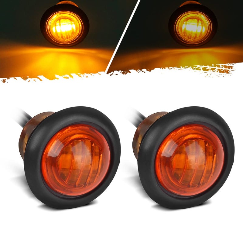 Partsam 2pcs 34 Mini Amber LED Marker Clearance Turn Signal Air Dam Light 3 Wires 12V
