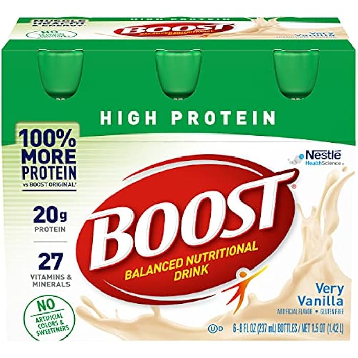 Boost مشروب BOOST الغذائي عالي البروتين (فانيليا، 6 عدداً (عبوة من 1)) - Image 1