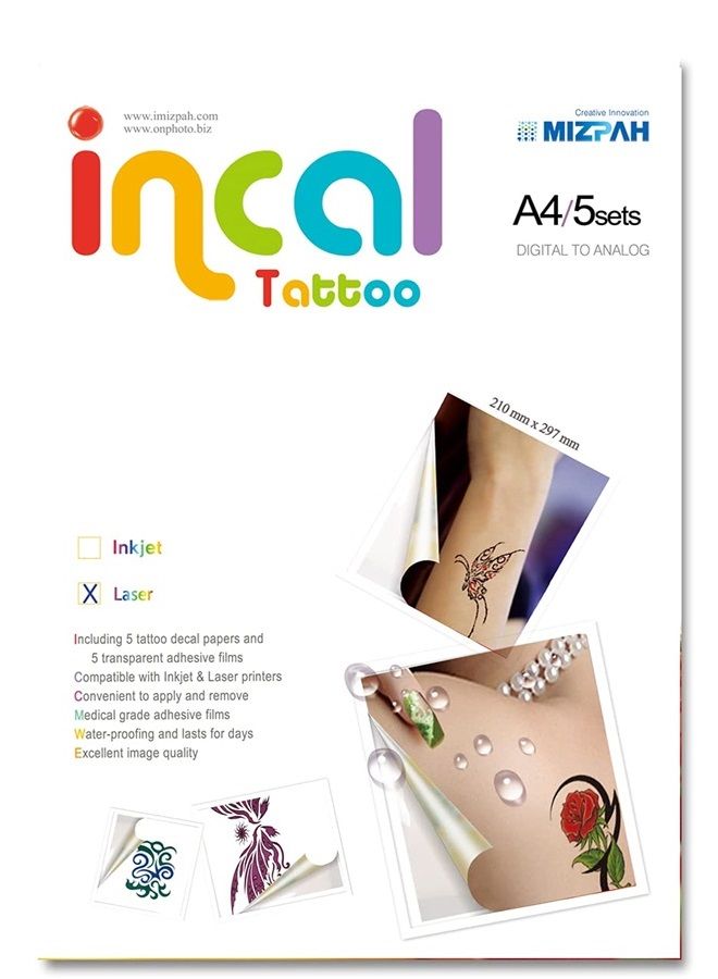 Incal [تاتو إنكال] تاتو مؤقت قابل للطباعة بالليزر ومقاوم للماء، تاتو مخصص لهواياتك وDIY على جسمك (نوع الليزر) - Image 1