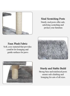 MAJIBAO Cat tree with Climbing ladders, Cover with Soft plush fabric, and Durable, Indoor cat playground for all size breeds, Activity tower with Top perch, Sisal carpets, and Scratching posts, 102 cm (Grey)  - Image 3