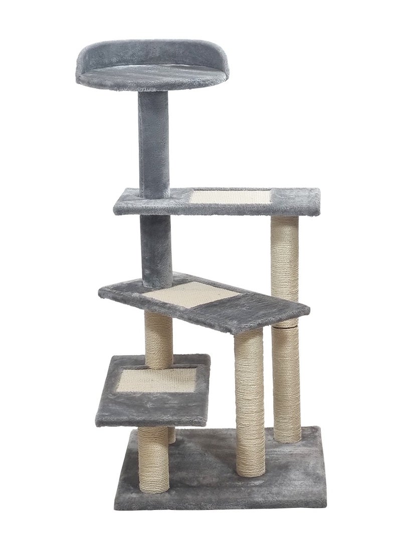 MAJIBAO - Cat tree with Climbing ladders, Cover with Soft plush fabric, and Durable, Indoor cat playground for all size breeds, Activity tower with Top perch, Sisal carpets, and Scratching posts, 102 cm (Grey) - Image 1