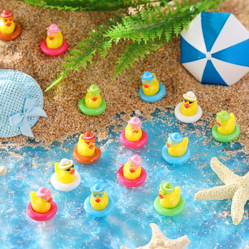 Arrowbash 100 Pcs Summer Mini Resin Ducks Hawaiian Tiny Duck Figurines Bulk Beach Pool Miniature Figures for Swimming Pool Garden Landscape Micro Decor Adults DIY Crafting - Image 2