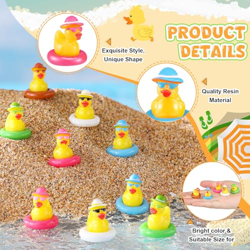 Arrowbash 100 Pcs Summer Mini Resin Ducks Hawaiian Tiny Duck Figurines Bulk Beach Pool Miniature Figures for Swimming Pool Garden Landscape Micro Decor Adults DIY Crafting - Image 5