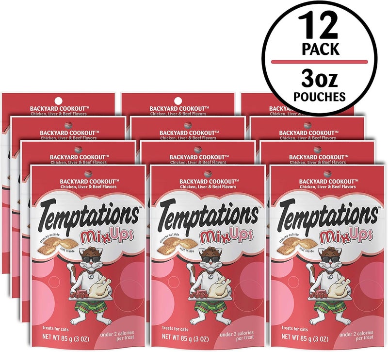 Temptations مزيج نكهات الشواء في الفناء الخلفي، مكافآت قاسية وطرية للقطط، 3 أونصات. كيس (عبوة من 12) - Image 2