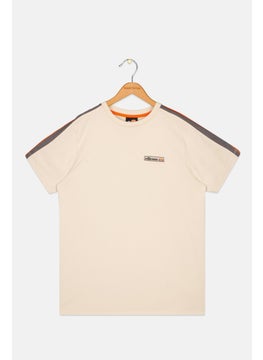 Ellesse Kids Boy Brand Logo Training T-Shirt, Beige Combo  - Image 1