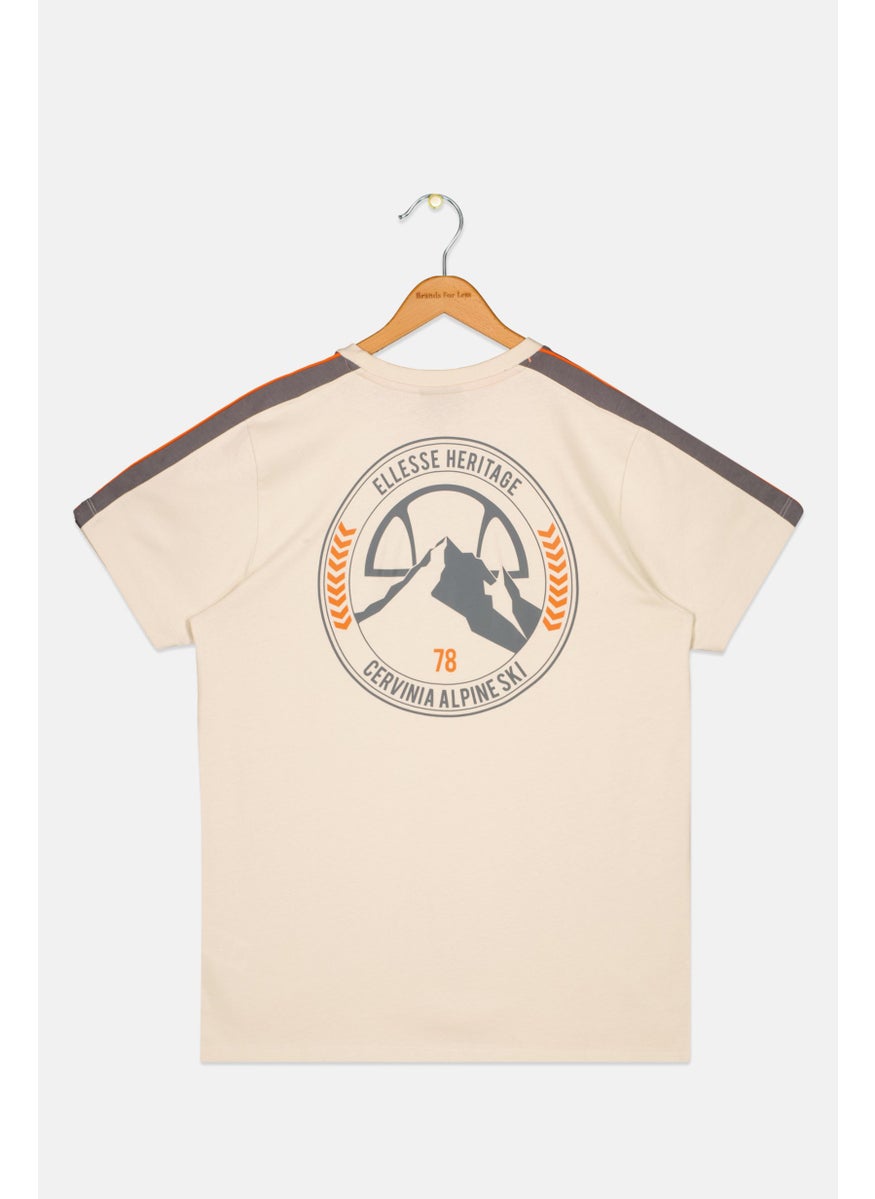 Ellesse Kids Boy Brand Logo Training T-Shirt, Beige Combo  - Image 2