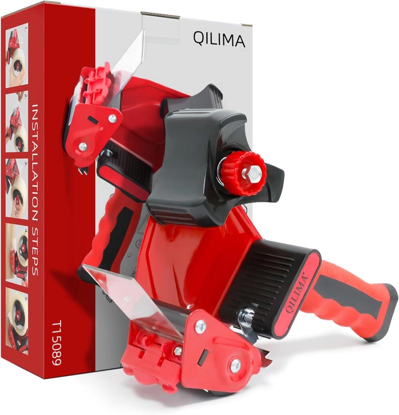 QILIMA Packing Tape Dispenser Gun 2" Light Seal Packing for Use Tape Dispenser Gun for Shipping, Moving, Carton and Box Sealing-Red - Image 1