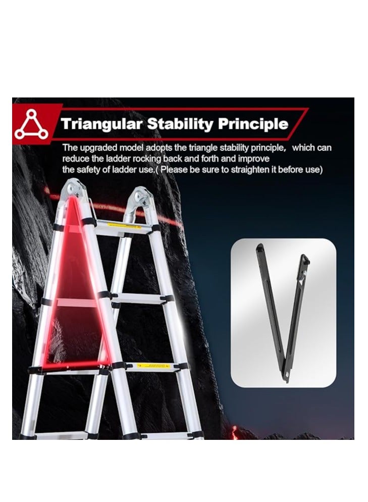 Aluminium Folding Telescopic Ladder, 3.8m Extendable Ladder, Non Slip Aluminum Ladder, Stair Ladder, Multifunction Ladder, Extendable Telescopic Ladder with 150kg Load Capacity - Image 4