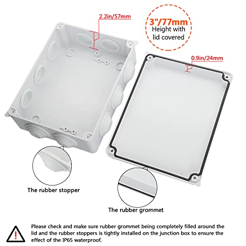 LeMotech ABS Plastic Dustproof Waterproof IP65 Junction Box Universal Electrical Project Enclosure White 7.8 x 6.1 x 3.1 inch (200 x 155 x 80 mm) - Image 4