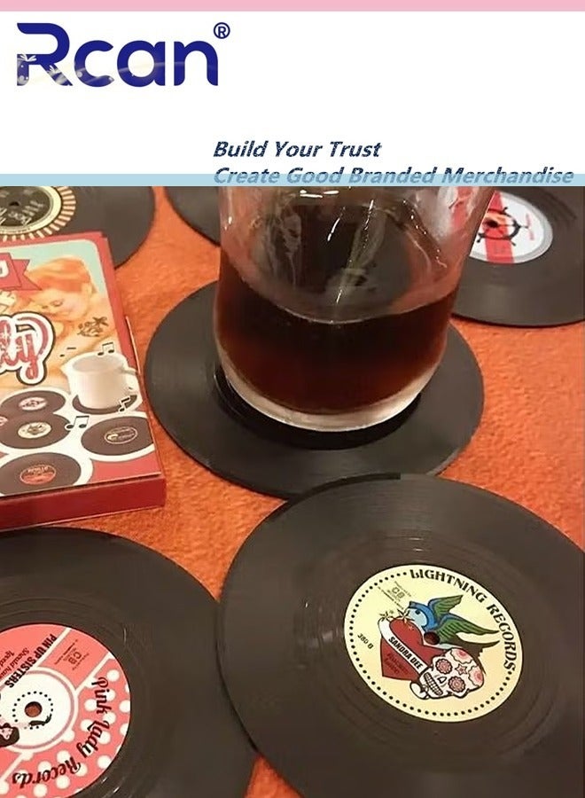 Rcan 6 Piece Coasters Set Retro Vinyl Record Disc Coasters For Drink Office Housewarming Gifts - Image 5