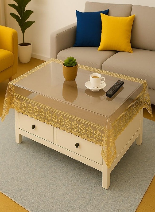 Homerz Polyvinyl Chloride (PVC) 4 Seater Translucent Smokey Table Cover, Waterproof, Thick and Durable (Smokey,40X60Inch) - Image 1