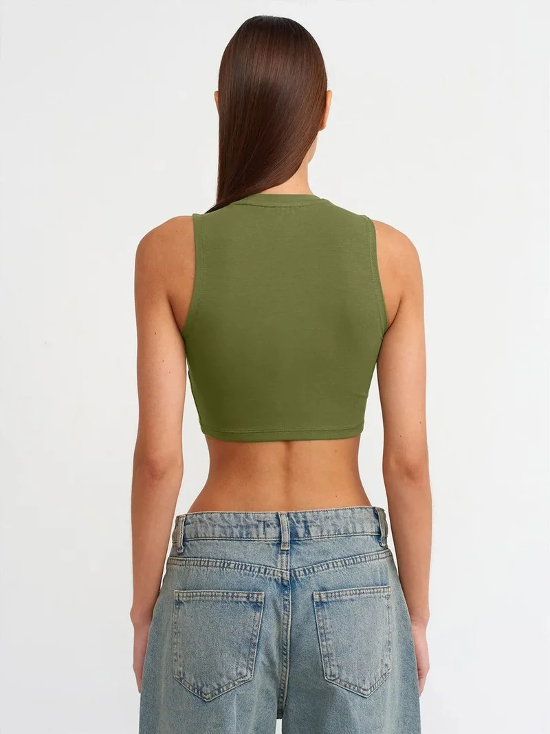 ديلفين Dilvin Sleeveless Crop Top In Cotton Jersey