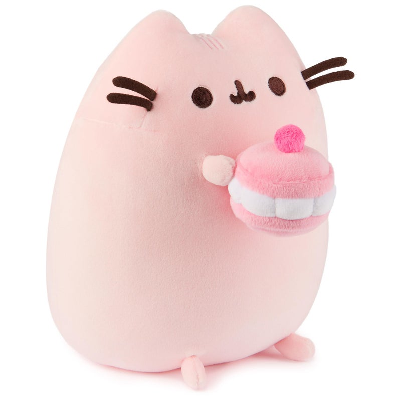 GUND Pusheen Cherry Macaron Squisheen Plush, Squishy Toy, Collectible Dessert Food Toy, Cat Stuffed Animal for Ages 8 and Up, Pink, 9.5â€ - Image 2
