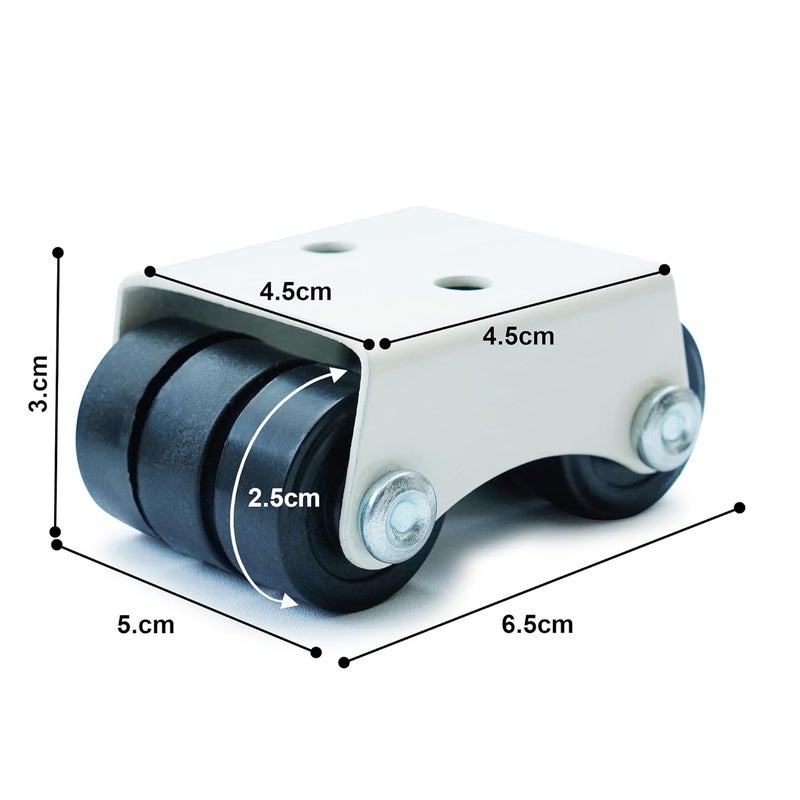 Hepiack Caster Wheel 6Wheels Fix Black Roller Mini Casters For ChairFurnitureStandsSofa Rotating Moving Stand Load Capacity 150kg Set of 4 - Image 3