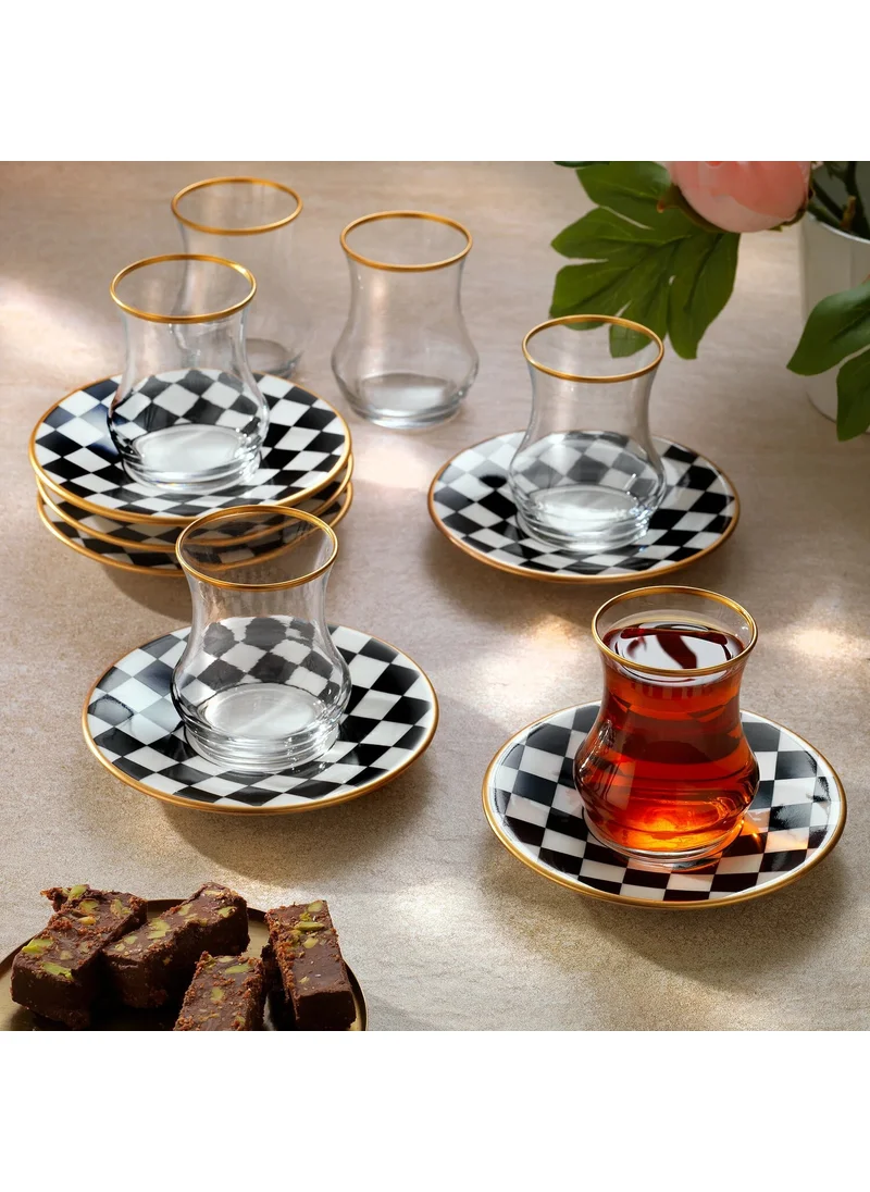 شيفر Saddle Tea Set for 6 People 12 Pieces-Black