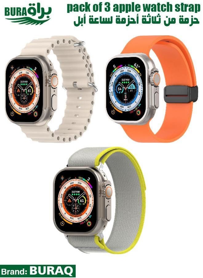 BURAQ - Apple Watch Band Strap For Apple Watch Ultra 2/Ultra 49mm, Series 10 46mm, 9/8/7 45mm, SE2/SE/6/5/4 44mm, 3/2/1 42mm - Image 1