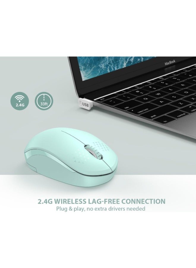 NXT - Wireless Mouse - 2.4G Cordless Mice with USB Nano Receiver Computer Mouse with Noiseless Click for Laptop, PC, Tablet, Computer, and Mac (A Mint Green) - Image 1