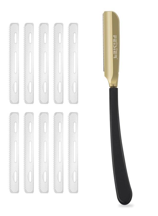 FEISIER Straight Razors for Men, Professional Straight Single Edge Razor Kit, Silicone Handle Straight Razor with Guard,Stainless Steel Barber Razor for Shaving,Salon Shavette,10 Blades Included - Image 1