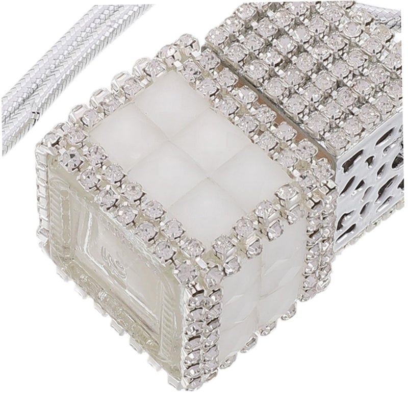 Black Crystal Car Perfume Diffuser Hanging Mirror Decor Rhinestone Ornament - Image 4