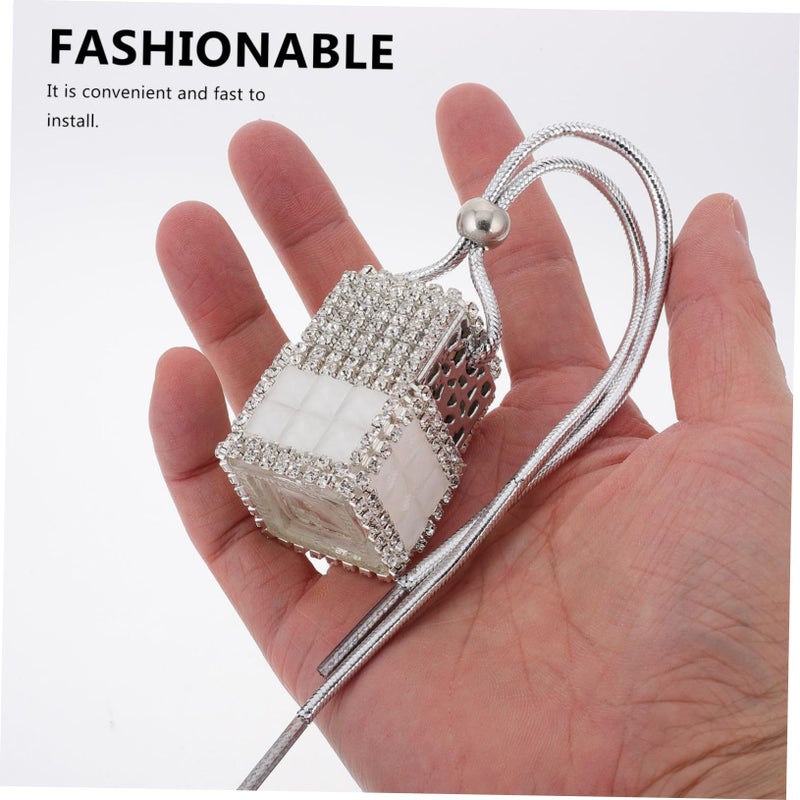 Black Crystal Car Perfume Diffuser Hanging Mirror Decor Rhinestone Ornament - Image 5