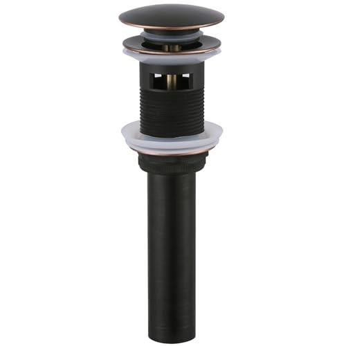 Angle Simple Bathroom Sink Drain with Overflow, Brass Pop Up Sink Drain Stopper Oil-Rubbed Bronze - Image 1