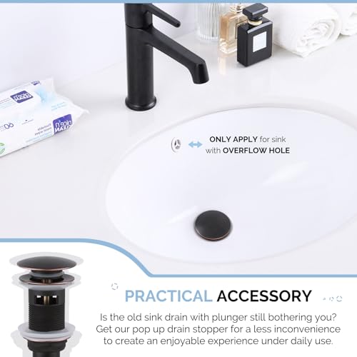 Angle Simple Bathroom Sink Drain with Overflow, Brass Pop Up Sink Drain Stopper Oil-Rubbed Bronze - Image 3