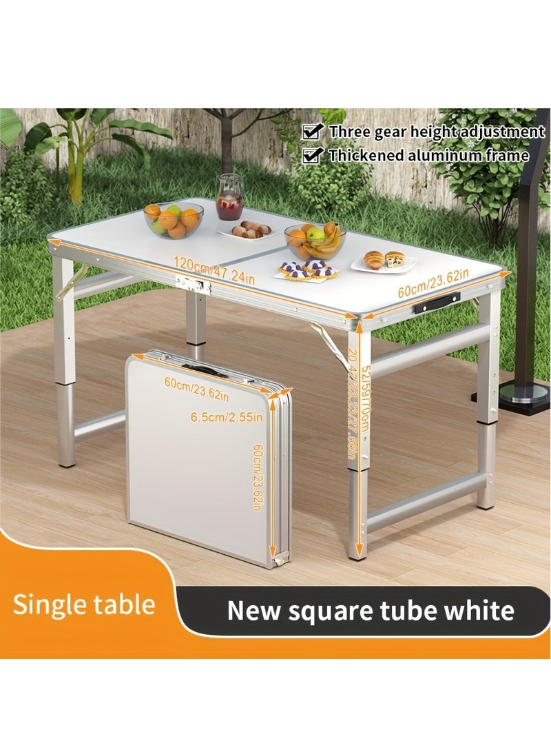 XiuWoo Outdoor Folding Dining Table with 4 Foldable Chairs, Portable Folding Dining Table For Small Spaces, Aluminum Alloy, Adjustable Height, Expandable And Space-Saving Table, Quick Fold Design For Camping Picnics,White - Image 2