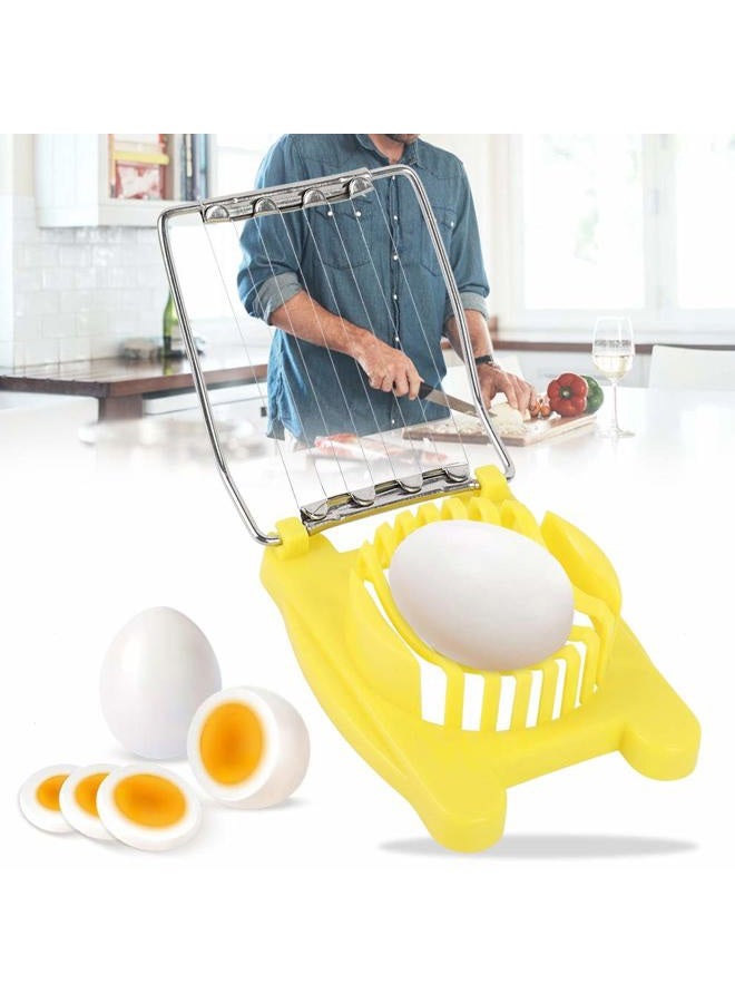 TOPINCN Heavy-Duty Plastic Egg Slicer with Stainless Steel Wires Multipurpose Boiled Egg Salad Slicer Strawberry Cheese Slicing Tools -Yellow - Image 2