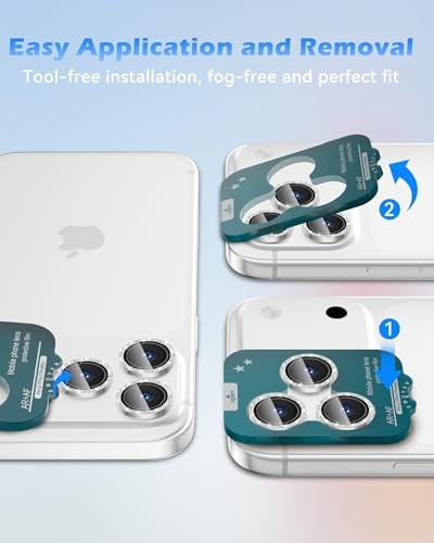 CloudValley Glitter Camera Lens Protector for iPhone 17 Pro/iPhone 17 Pro Max, HD Clear Tempered Glass, Shatterproof Metal Sparkle Lens Cover, Easy Installation Bubble-Free, Bling Silver - Image 5