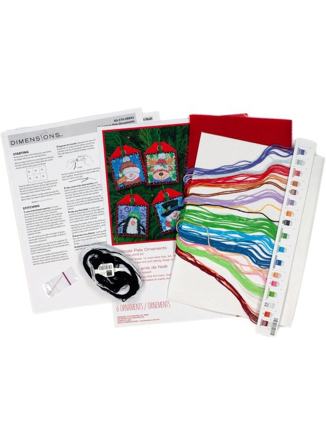 Dimensions Counted Cross Stitch Christmas Pals Ornament Kit, 6 pcs - Image 3