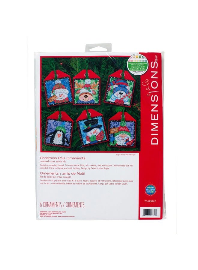 Dimensions Counted Cross Stitch Christmas Pals Ornament Kit, 6 pcs - Image 1