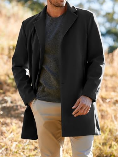 Gafeng Men's Trench Coat Slim Fit Notch Lapel Single Breasted Top Coat Winter Warm Cotton Business Long Jacket Overcoat XX-Large - Image 2