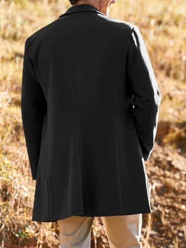 Gafeng Men's Trench Coat Slim Fit Notch Lapel Single Breasted Top Coat Winter Warm Cotton Business Long Jacket Overcoat XX-Large - Image 3