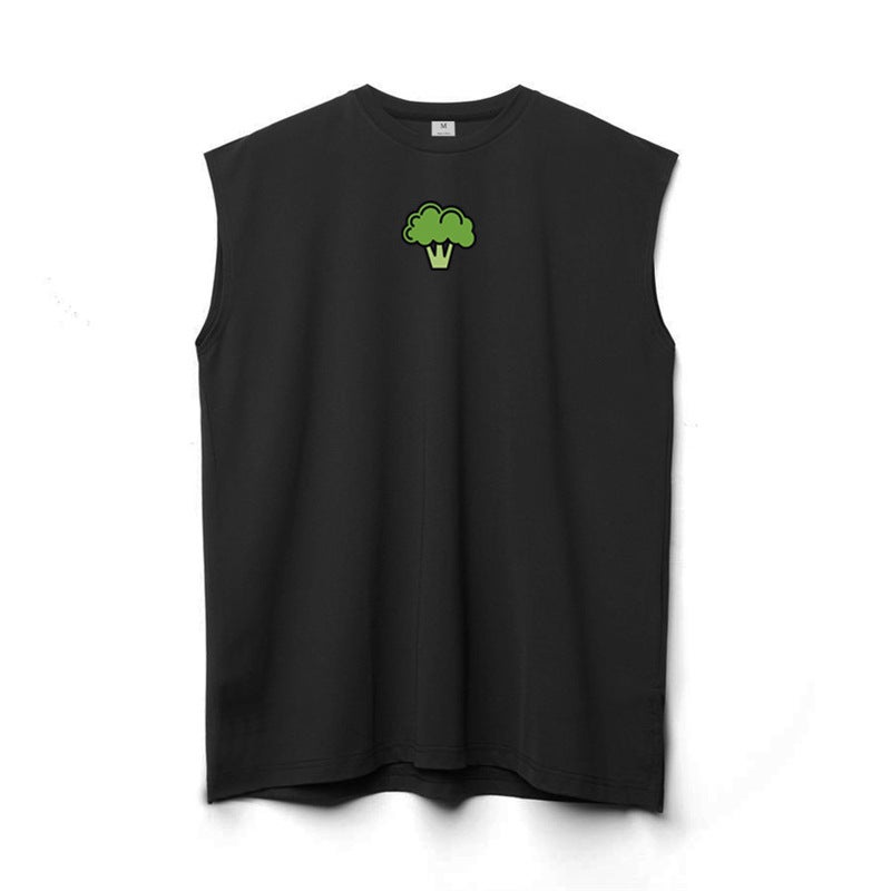 Summer Sleeveless T-shirt Mesh Sports Vest Mens Waistcoat ins Solid Color Loose Casual Hurdle Fitness Running Black - Image 1