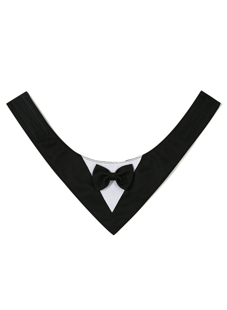 Dog Tuxedo Formal Cat Wedding Bandana Dog Collar with Bow Tie Cat Birthday Costume Valentines Outfit Pet(BLACK-M) - Image 5