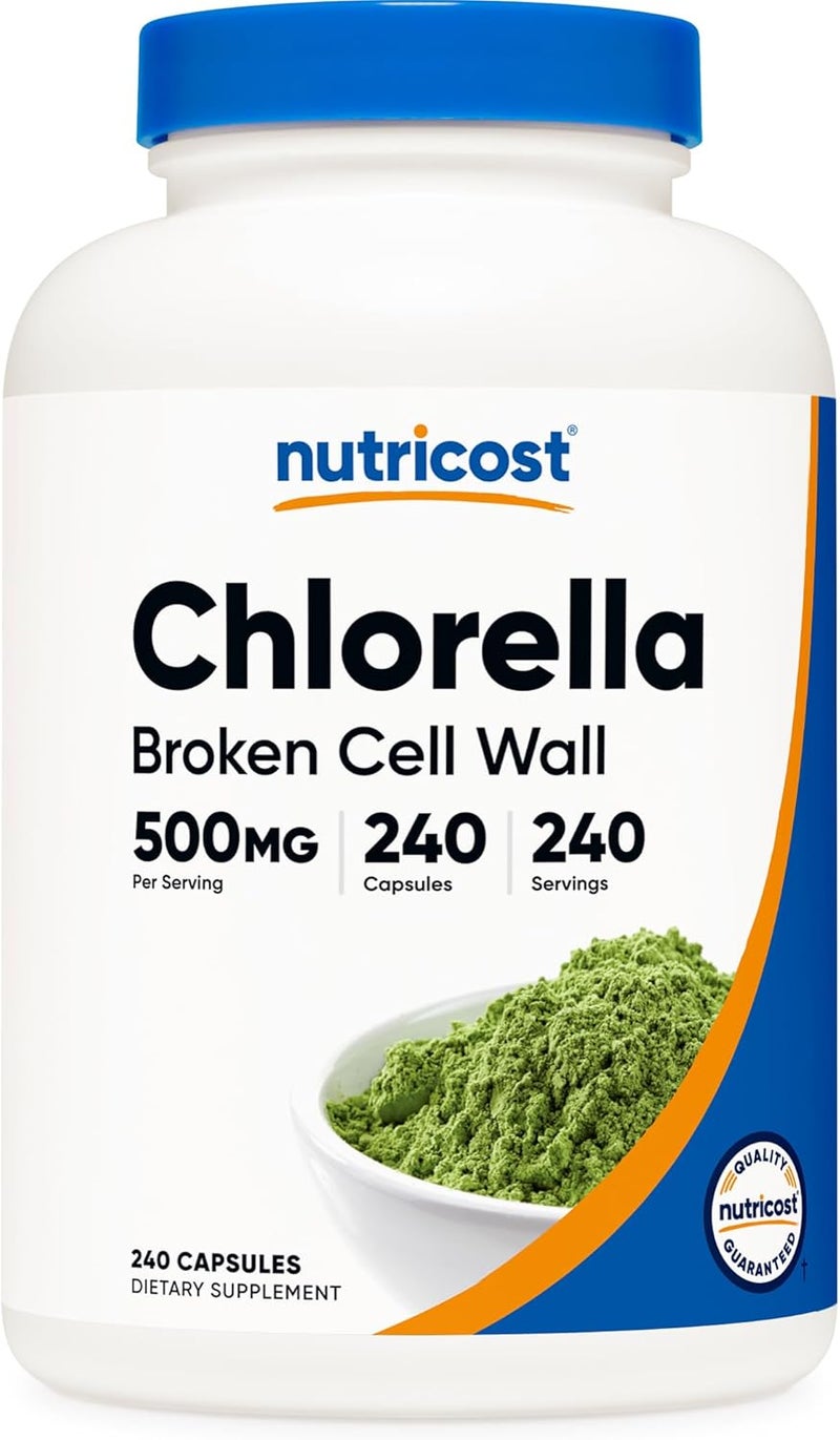 Nutricost Chlorella Capsules 500mg 240 Vegetarian Capsules  NonGMO and Gluten Free - Image 1