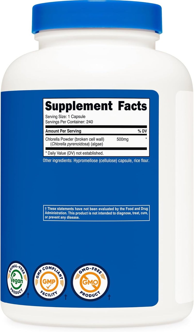 Nutricost Chlorella Capsules 500mg 240 Vegetarian Capsules  NonGMO and Gluten Free - Image 5