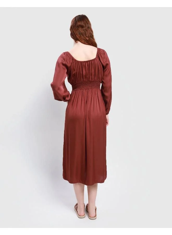 Aerie Shirred Bodice Midi Dress