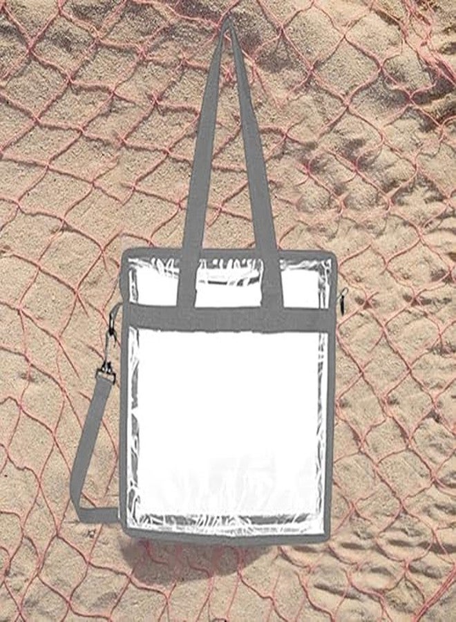BigPlayer Clear Stadium Tote Bag; Stadium Approved with Handles and Zipper; 12”x12”x6” Size; Grey - Image 5