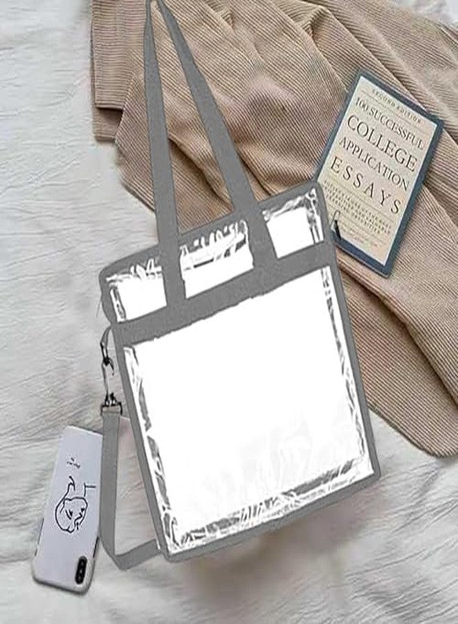 BigPlayer Clear Stadium Tote Bag; Stadium Approved with Handles and Zipper; 12”x12”x6” Size; Grey - Image 4